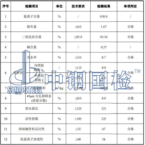 硅灰檢測項目結果
