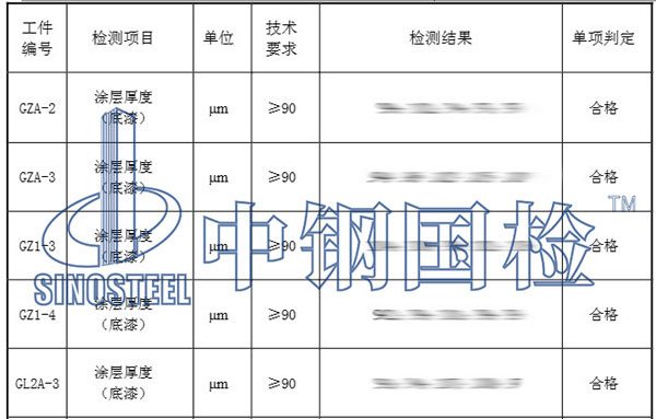 鋼結構部分檢測結果